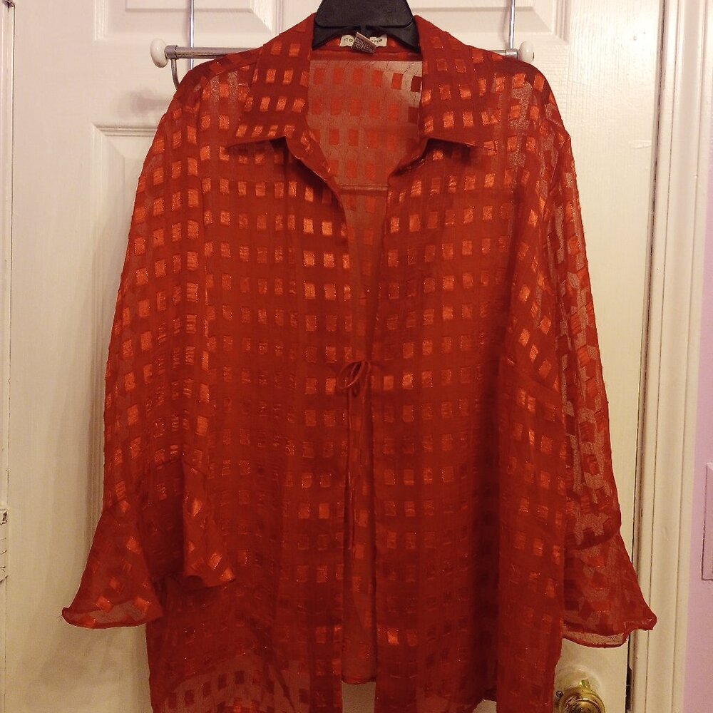 SKU 1000W Red Sheer top.
